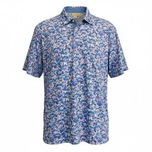 Donald Ross Golf Performance Resortcore Preppy Polo Purple Vacation Floral  XL